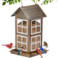 Bird Feeder, Waterproof Bird Feeders for Outdoor Hanging | Heavy Duty Metal, 6LB Large Capacity, 4 Perches, Drain Holes, For Outside Garden Yard Country Hanging, House Shape - size: Vertical