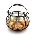 Rustic Wire Egg Basket with swimming Handle Primitives Vintage Gathering Basket. Rusty - size: 7-3/4" Dia. x 5" H - Rusty