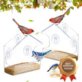 2Pk Window Bird Feeder for Outside, Window Birdfeeder with Strong Suction Cups, Bird Feeders for Viewing (Clear) Acrylic - High Transparency, Multifunction for All Kinds Seeds, Robust 1/8“ Thick