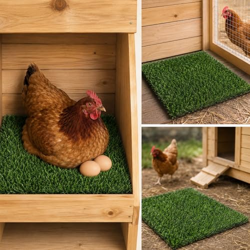 8-Pack Washable Chicken Nesting Pads for Chicken Coop Box, 12" x 12" Artificial Grass Nesting Pads for Chicken