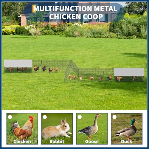 GarveeLife Metal Chicken Tunnel with Waterproof & Anti-UV Cover, Chicken Run for Yard, Outdoor Backyard Farm, Portable Chicken Coop for Hens, Ducks, Rabbits, 287x78.7x24.2 inch - size: 40.9"L x 29.7"W x 3.7"H