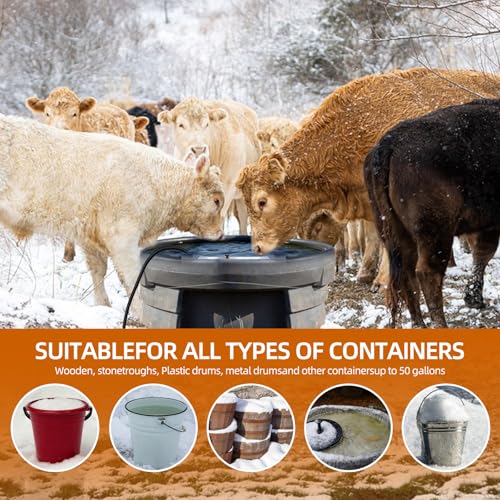 1000W Utility De-Icer, Submergible Bird Bath Heater De-icer, Chicken Water Heater, Stock Tank Heater for Livestock Poultry Birds, Cows, Horses, Wildlife Drinkingwith 10FT Power Cord, Black