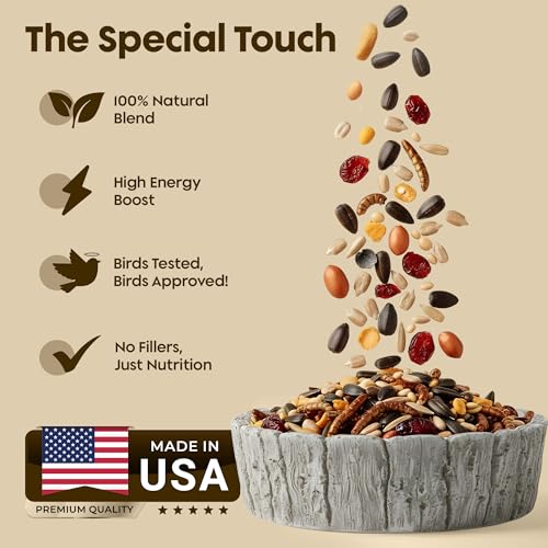 Cardinal Bird Seed, Sunflower Seeds, NutraSaff, Peanuts & Mealworms, 5lb | Premium No Filler Blend to Increase Wild Bird Activity, Attracts Cardinals & Various Songbirds to Backyard Feeders, USA Made