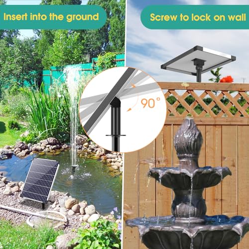 Antfraer 12W Solar Fountain Pump, Solar Pond Pump 160GPH Adjustable Flow with 16.5Ft Cord & 6.6Ft Tubing for Ponds, Wildlife Gardens, Bird Baths & DIY Water Features - style: 12W