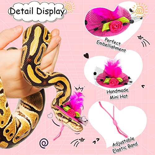 Weewooday 6 Pieces Chicken Hats for Hen Mini Chicken Helmet Accessories Feather Top Funny Small Hat Funny with Adjustable Elastic Chin Strap for Animal Costume (Fresh Color, Classic Style)