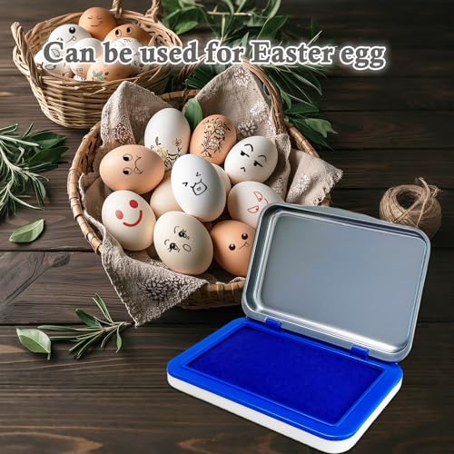 Ink Stamp Pad for Egg Date Marking,Black Red and Blue Colors Available, Metal Case (Blue) - color: Blue