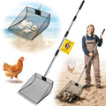 Large 12-inch Chicken Poop Scooper Rake, Durable Metal Poop Scoop for Chicken with 24 to 68" Adjustable Stainless Steel Handle, Litter Scooper for Sand Sifting Shovel for Animals House