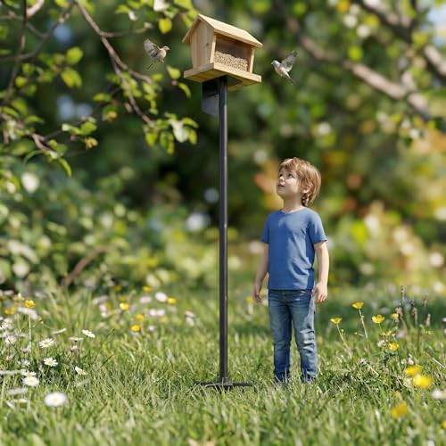 Bird Feeder Pole, Heavy Duty Metal Stand, 5-Prong Base for Extra Stability, Adjustable Height, Rustproof Outdoor Garden Pole, Tool-Free Assembly, 95 Inch - size: 95 INCH