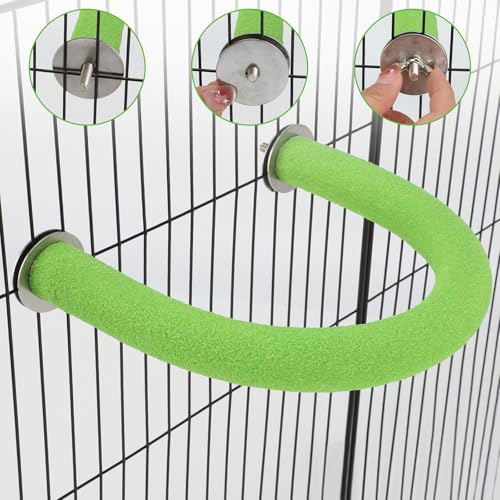 Rypet U-Shaped Parrot Perch, Quartz Bird Perch for Cage(Green S) | Safe Chew & Rest Perch for Large Birds, Durable Non-Toxic Cage Accessory, for Parakeets Cockatiels Conures Macaws - color: Green, size: Small