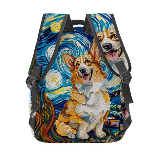 Corgi Backpack Travel Backpacks Laptop Rucksack,School Bookbag for Women Kids Boys Girls,Starry Night Dog Pet Back Pack Accessories Bags,Ideal Gifts for Work, Outdoor Adventures - color: Color08