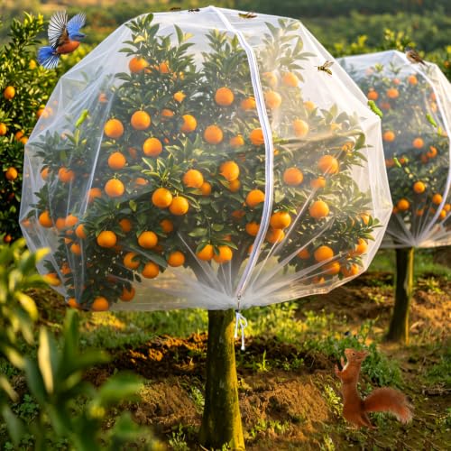 4PCS 10Ft × 10Ft Fruit Tree Netting with Zipper and Drawstring, 60 Mesh Thickened Garden Bird Netting for Blueberry Bushes, Fruits, Vegetables, Insect Bird Barrier Mesh Protective Cover - size: 10Ft × 10Ft