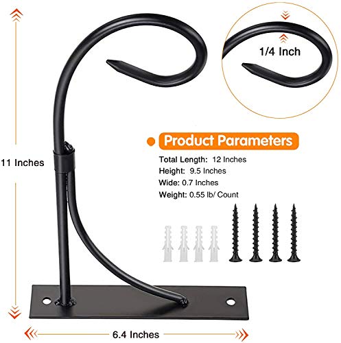 11in Wall Hook for Hanging Outdoor Lights,Sturdy Plant Bracket for Patio | Rustproof Metal, Holds 40lbs, Strong Hanger for Patio Lights, Lanterns, Plants, Bird Feeders, Porch, Deck, Garden
