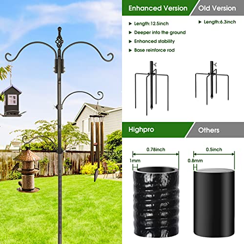 83 Inch Bird Feeder Pole Shepherd Hooks for Bird Feeders,Bird Feeding Station Kit with 5 Prongs Base Hummingbird Feeder Stand Hook for Outside - size: 83 Inch
