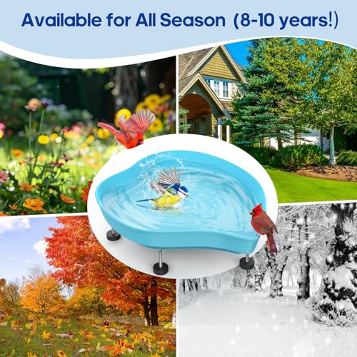 Heated Bird Baths for Outdoors for Winter - 60W Thermostatically Controlled Heated Bird Bath for Outside Winter, Large Capacity Heated Birdbath for Outdoors for Winter Garden Yard Lawn (Blue)