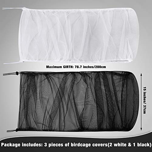 3 Pieces Large Adjustable Bird Cage Cover Seed Feather Catcher Birdcage Nylon Mesh Net Cover Soft Skirt Guard for Parakeet Macaw African Round Square Cage (78 x 15 Inch in Circumference and Width) - size: 78 x 15 Inch in Circumference and Width