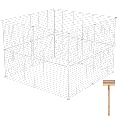 C&AHOME Pet Playpen, Small Animals Supplies, 16 Panels, 12" × 15", White | Exercise Playpens Cage, C Grids Portable Yard Fence Indoor, Guinea Pigs, Puppy Pet Products, DIY Metal - color: White, style: 16 Panels