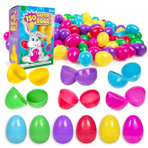 Giraffe 150 Pack Fillable Easter Eggs Bulk – Multi Color Empty Plastic Eggs for Kids - Easter Basket Stuffers for Kids Egg Hunt Prizes Party Favors Classroom Prizes Treasure Box Toys