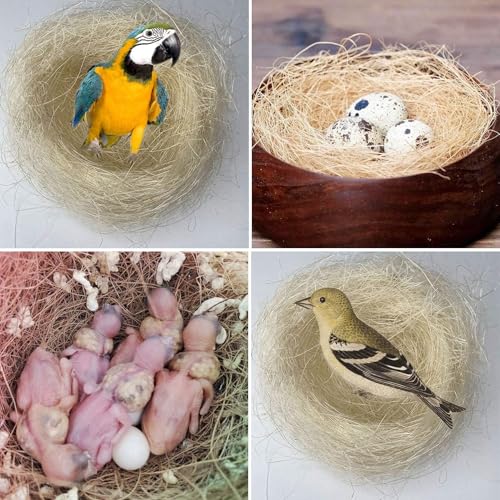 kathson Bird Nesting Materials Coconut Fiber Bird Nest Bedding Material Warm and Breathable Linen Silk for Bird Small Animals (6 Pack)