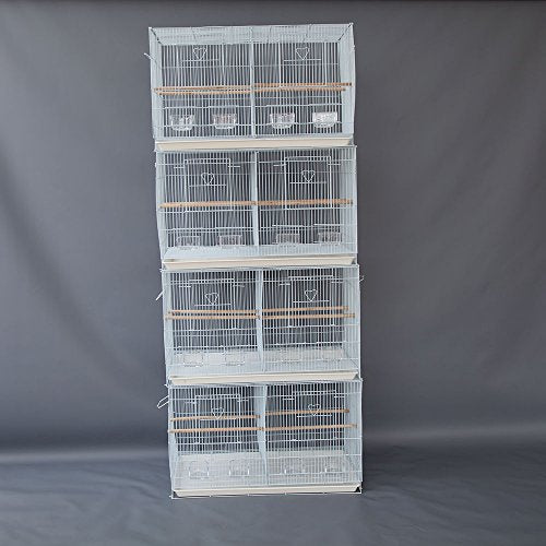 Lot of 4 Breeding Bird Carrier Cage with Dividor 30x18x18 for Parakeet Canary Finch Loverbird (White) - color: White