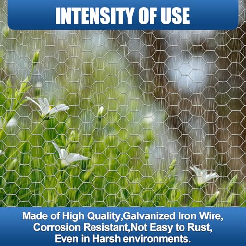 Chicken Wire,16"×70FT Chicken Wire Fencing Mesh for Garden Poultry Craft | Galvanized Chicken Wire, Sturdy Chicken Wire Roll Plant Protector,Rabbit Fence, Wire Fence Rolls for Craft Projects - size: 16*70ft