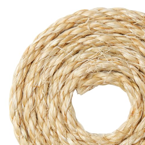 1/6 Inch Natural Sisal Rope, 164-Feet, 50m, for Cat Scratching Post, Tower, DIY Hemp Twine, Replacement, Sisal Fiber, Biodegradable, 4mm Diameter - color: Natural, size: 1/6 inch by 164 feet