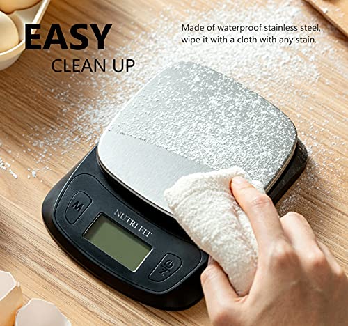 Kitchen Scales Digital Food Scale Cooking in Grams & Ounces Black | Stainless Steel, Max 11lb 1g Increment, Backlit LCD Screen, Baking Food Weight Scale for Sourdough Bread, Include Battery - color: Black