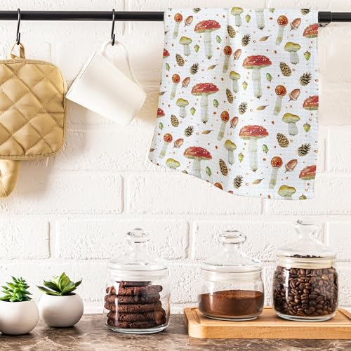 Mushroom Kitchen Towels - 16 x 24 Inches Kitchen Hand Dish Towels - Decorative Fast Drying Home Dishcloth - Absorbent Dishcloth Decor Gifts for Friends Family - A10 - color: Mushroom