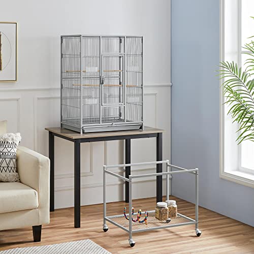 Topeakmart 53.5inch Height Large Bird Cage Extral Space Parrot Cage with Wooden Perch & Stand for Conures Parakeets Budgies, Light Gray - color: light gray