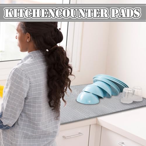 2 Pack Extra Large Microfiber Dish Drying Mat,30 x 24 Inch,Gray | Super Absorbent Drying Pad for Countertops,Sinks,Draining Racks - size: 2 PCS 30 x 24 inch
