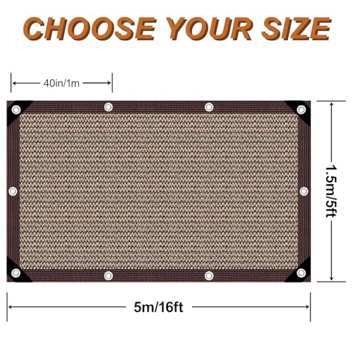 Shade Cloth Garden Plants,70% Sunblock Shade Neting -for Outdoor Garden Bed Neting Mesh Pergola Patio Lawn Sun Cloth Dog Kennel Cover Chicken Coop[Brown 5x16FT] - size: 5×16FT