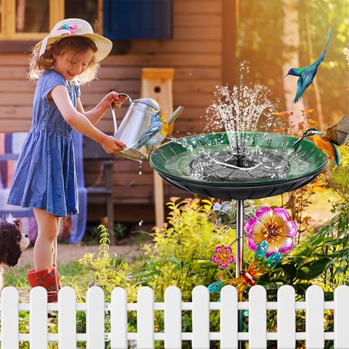 Metal Bird Bath for Outside, Removable Birdbath Feeder Bowl for Outdoors, Freestanding Bird Baths with Upgraded 5-Pronged Base for Garden Patio Yard Lawn Decor (Vintage Green) - color: Upgraded Green