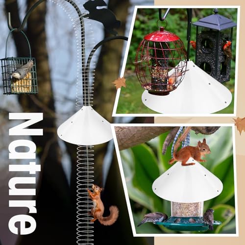 2 Set 19 Inch Squirrel Baffle and Squirrel Barrier Spring Device Metal Coil for Bird Feeder Pole, Outside Pole Mount Stopper & Bird House Guard for Outdoor Shepherd Hooks (White) - color: White