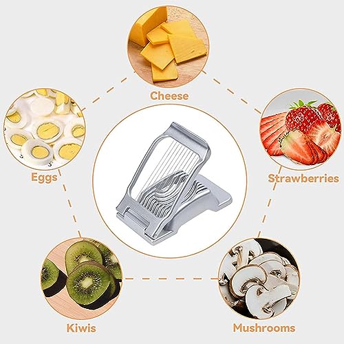 Egg Slicer, Aluminum Cutter with Stainless Steel Wires | Even slicer for hard boiled eggs, strawberries, mushrooms and other soft foods for salads, sandwiches and meal prep