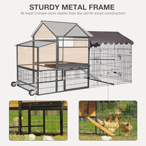MEDHEHOO Ultimate Chicken Coop - Spacious 85" Metal Frame Chicken House with Nesting Box, Portable & Waterproof, Perfect for 4 Chickens!