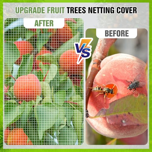 10 X 10FT Large Fruit Tree Netting, Tree Nets for Fruit Trees with Zipper and Drawstring, Insect Netting Barrier for Garden Blueberry Bushes Cherry Peach Apple Protection from Squirrels Birds Pests - size: 10FT x 10FT