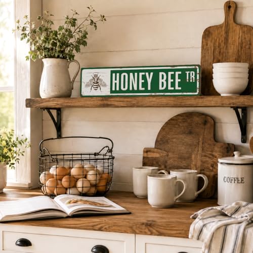 Rustic Apiary Signs, Honey Bee Trail Metal Sign, Honey Bee Signs, Retro Metal Tin Sign, Apis Keeper Decor, Backyard Farm Decor, Apis Keeper Gifts 15.8x4 Inch - color: Farmhouse 04