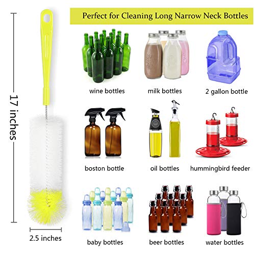 ALINK 8-Pack Bottle Cleaning Brush Set - Long Bottle Cleaner for Washing Beer/Wine Narrow Neck Bottles, Hummingbird Feeder, Sport Well, Plus Kettle Cleaner, Straw Brush - color: Light Green
