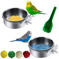 kathson Parrot Feeding Dish Cups,Stainless Steel Bird Food Water Bowl Parakeet Feeder Birds Cage Ball Toys with Clamp Holder for Cockatiel Macaw Budgies Small Animal Chinchilla (7 Pcs) - size: 【S:3.9x1.6 Inches】