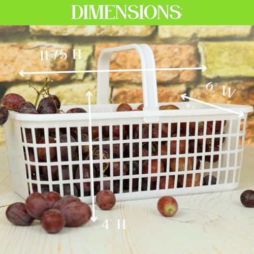 6 Pack – 4 Quart/Half Peck White Plastic Garden Basket for Gathering Vegetables and Fruits – Harvest Apples, Berries, Peaches or Tomatoes