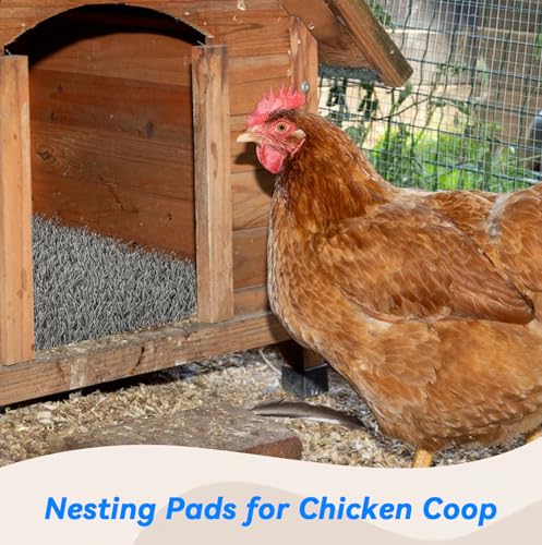 6 Pcs Chickens Nesting Box Pads -12×12",Washable Chickens Nesting Pads Artificial Grass Rug Reusable Hens Nest Boxes Pad Chicken Coop Bedding for Laying Eggs (Grey) - color: 【Grey】