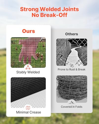 VEVOR Hardware Cloth 24 in x 50 ft, 1/2 in 19 Gauge Galvanized Wire Mesh Roll, Weather-Resistant Vinyl Coated Chicken Wire Fencing, Heavy Duty Welded Garden Plant Fencing for Rabbit Cage Snake Fence - size: 24in*50ft
