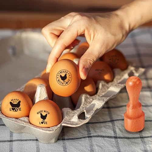 AHANDMAKER 5 Styles Small Wooden Rubber Egg Stamp Mini Chicken Egg Text Theme Stamp Unique Designs for Easter Egg Decoration DIY Making Scrapbooking Card Stamping Crafting - style: Chicken Egg Text