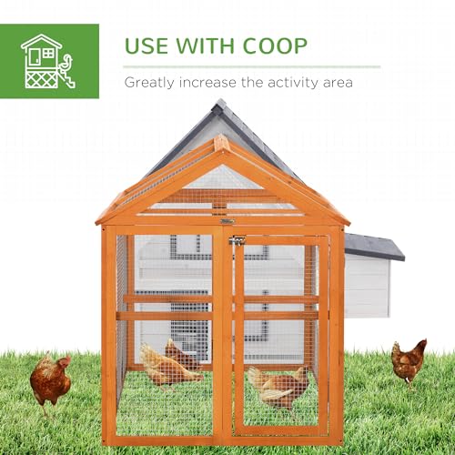 PawHut Chicken Run, Wooden Large Chicken Coop, Combinable Design with Perches & Doors for Outdoor, Backyard, Farm, 4.6' x 2.8', Orange | Combinable Design, Perches & Doors, for Outdoor, Backyard, Farm