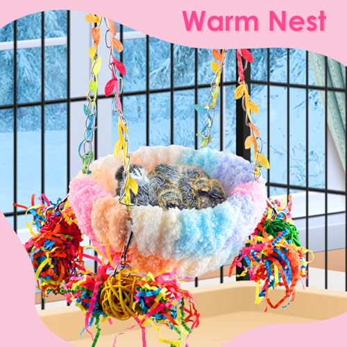 KATUMO Parakeet Nest, Parrot Breeding Bed Conure Snuggle Nest Cockatiel Swing Bed for Small Pets, Size Large - color: Pink, size: 6.7"L x 6.7"W x 3.5"Th