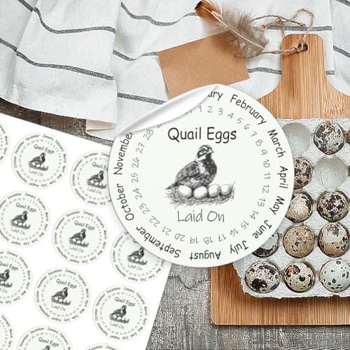 320 Pcs Quail Farm Fresh Eggs Stickers, 2 Inch Round Unwashed Eggs Carton Labels Sticker PET Adhesive Egg Packaging Stickers for Box Container Carton Farm Supplies - color: Quail Eggs