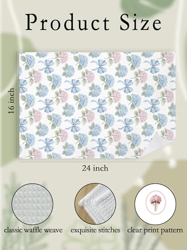 Coquette Pink and Blue Hydrangea Floral Kitchen Towels Set of 2 - Cottagecore Botanical Hand Towels for Bathroom Kitchen, Grandmillennial Flower Decorative Dish Tea Towel Dishcloth612 - color: Hcolor002