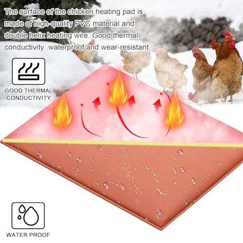 Chicken Heating Pad Baby Chicks Heater Mat Temperature and Timer Adjustable Led Display Chicken Warming Blanket Heated Mat with Anti Bite Cord Chick Brooder Heating Plate Orange 15.6" X 23.4" - size: 23.4"L x 15.6"W x 0.4"H