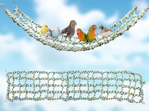 Colorful Bird Rope Net, Rat Climbing Ladder Bridge Toy, Hanging Pet Hammock, Cage Accessories for Small Animals Hamster Parakeets Cockatiels Guinea Pig Chinchilla Ferret - 31 × 7.5 Inch - size: 31 ×7.5 Inch