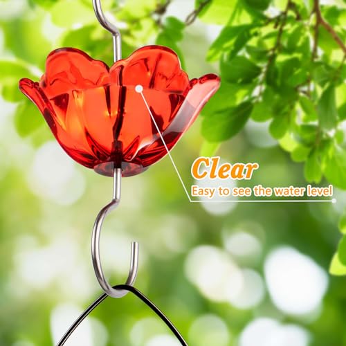Ant Moat for Hummingbird Feeder, Hanging Ant Guard for Outdoors, Red | 5oz Ant Guard, Large Capacity, Flower Shape, Attractive Garden Decor, 2 Pack, Birthday Gifts for Women Men Mom Dad