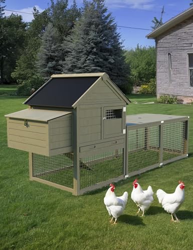 Chicken Coop, Outdoor Chicken Run for 4-6 Chickens, 109 inch Chicken Coop with Run